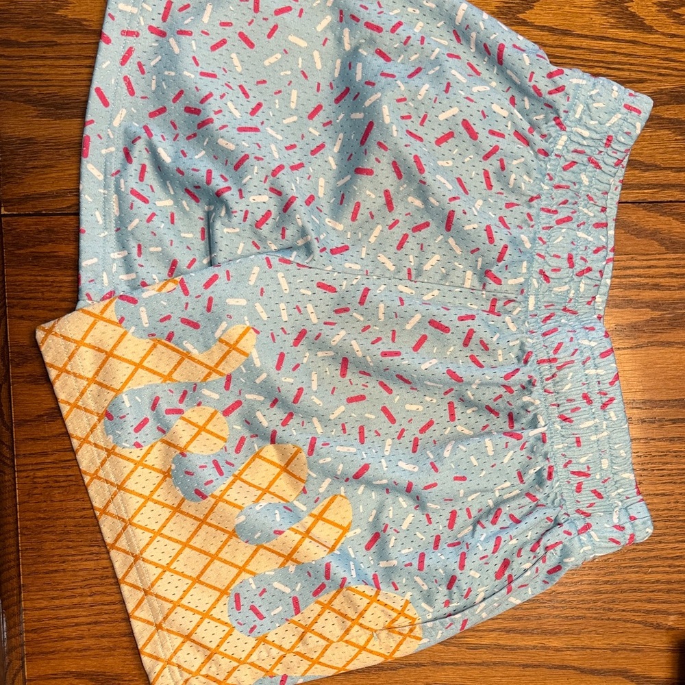 Baseball Lifestyle 101 Ice Cream Cone Print Blue Sprinkle Lounge Shorts - Picture 2 of 3